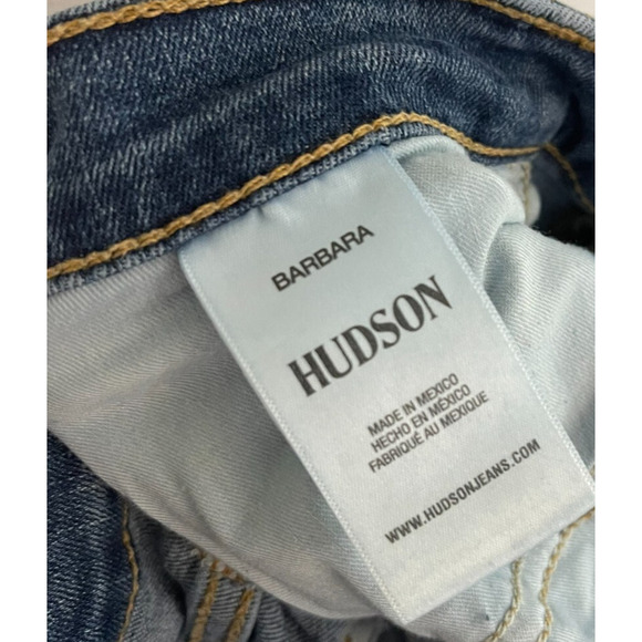Hudson Jeans 31 Barbara High Rise Straight Leg Lottery Stretch Denim Logo - Picture 11 of 12